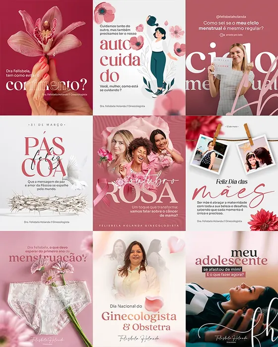 Artes de Instagram criadas pela Tribo para a Dra. Felisbela Holanda