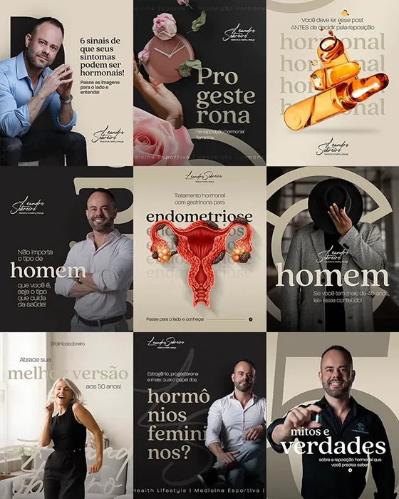 Artes de Instagram criadas pela Tribo para o Dr. Leandro Sobreiro, nutrologia