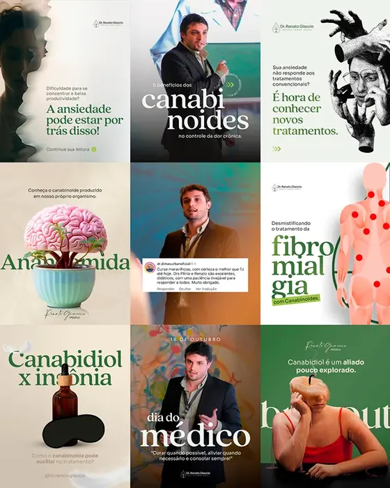 Artes de Instagram criadas pela Tribo para o Dr. Renato Giaccio