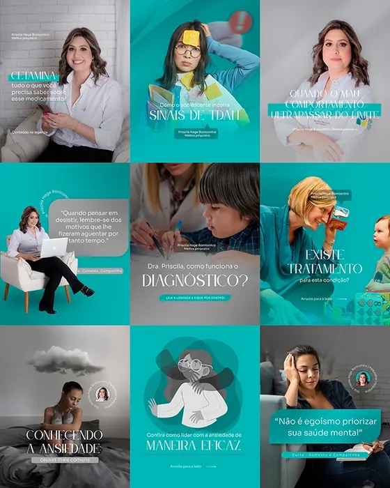 Feed de Instagram de médico com identidade visual criada pela Tribo Marketing Médico