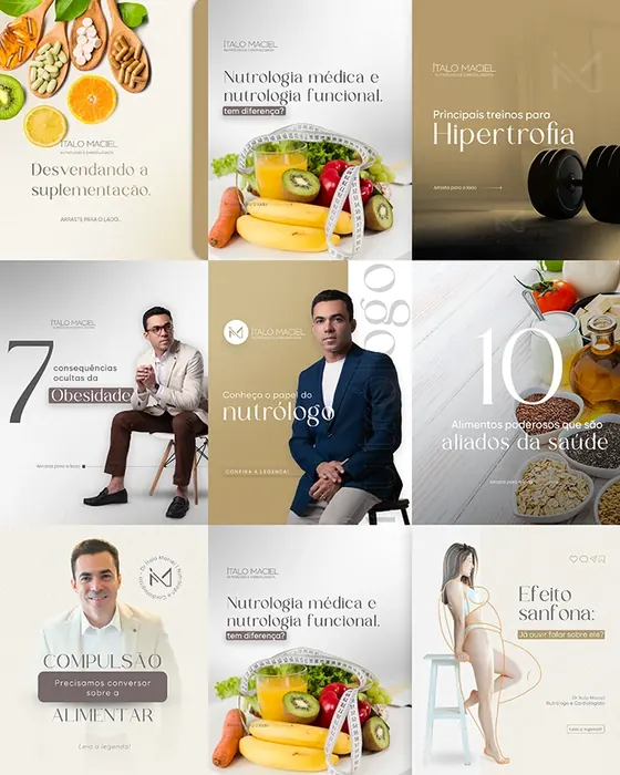 Feed do Instagram do Dr. Ítalo Maciel, nutrologia e cardiologia, com identidade visual criada pela Tribo Marketing Médico
