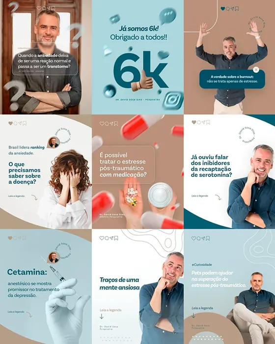 Feed de Instagram de médico com identidade visual criada pela Tribo Marketing Médico